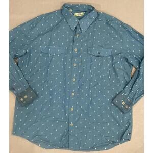 King Ranch Men’s Shirt 2XL Blue Long Sleeve Button Down Cotton Western Cowboy